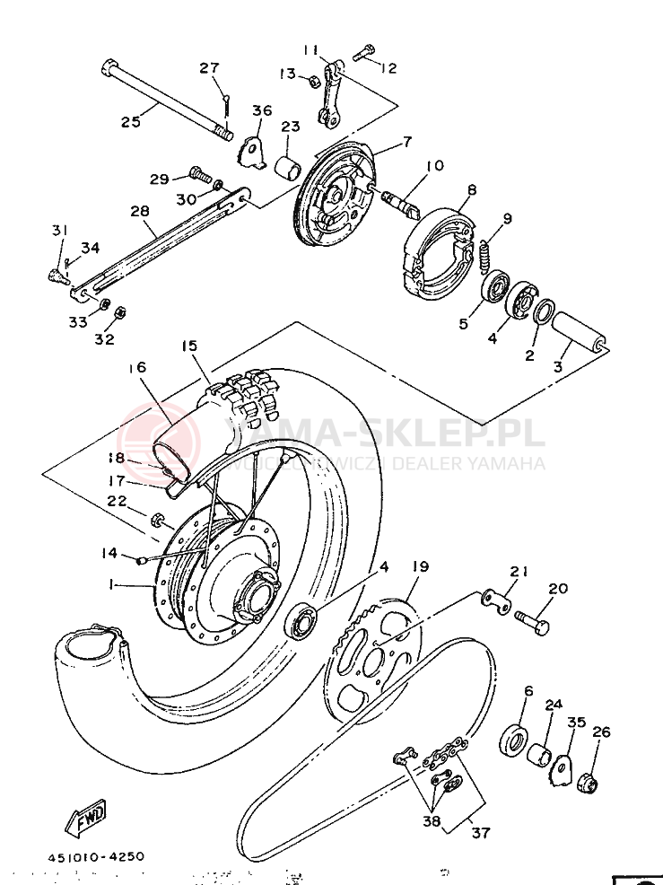 Schemat "Koło tył" do Yamaha TY80B (SUPPLEMENT -