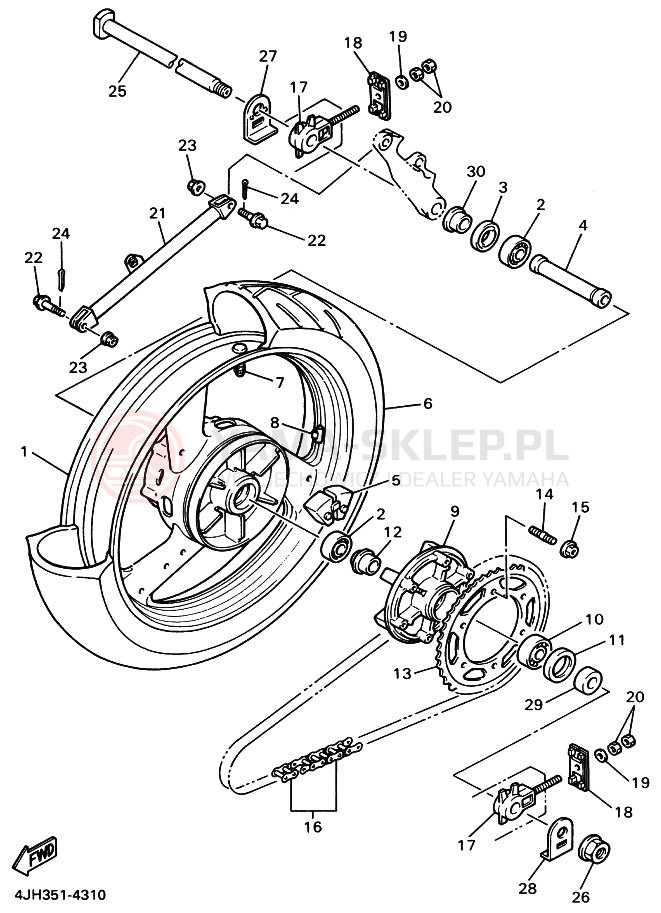 Schemat "Koło tył" do Yamaha YZF600R THUNDERCAT