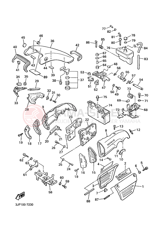 Schemat "Pokrywa boczna" do Yamaha VMX12 VMX12M VMAX