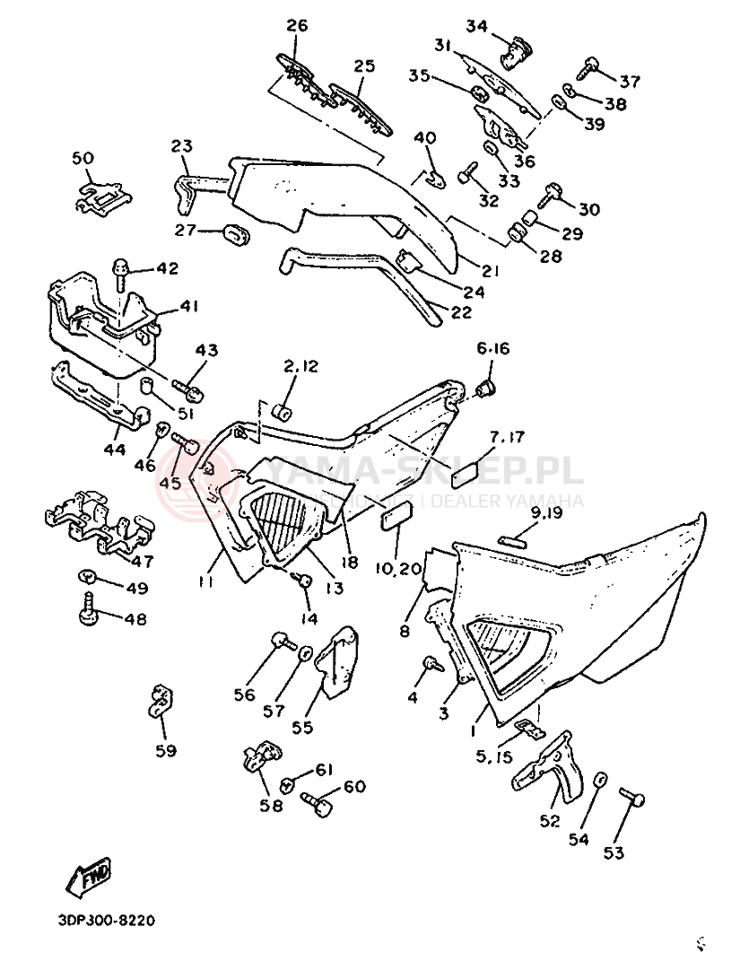 Schemat "POKRYWA BOCZNA I ZBIORNIK OLEJU" do Yamaha XVZ12TD VENTURE ROYAL