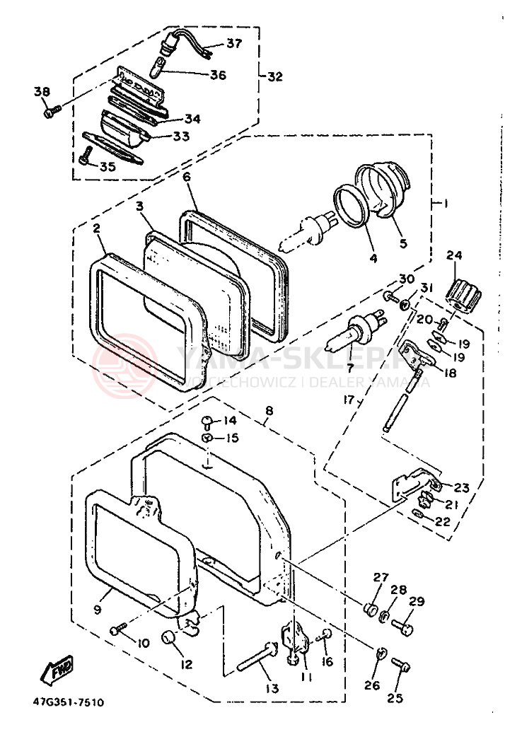 Schemat "Lampa przód" do Yamaha XVZ12TD VENTURE ROYAL