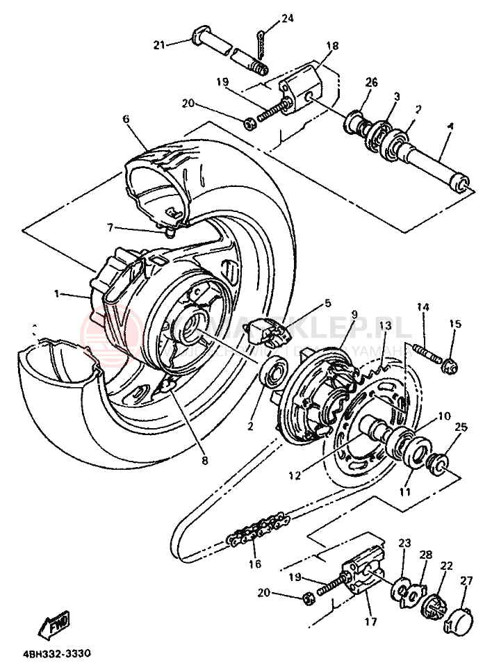 Schemat "Koło tył" do Yamaha GTS1000