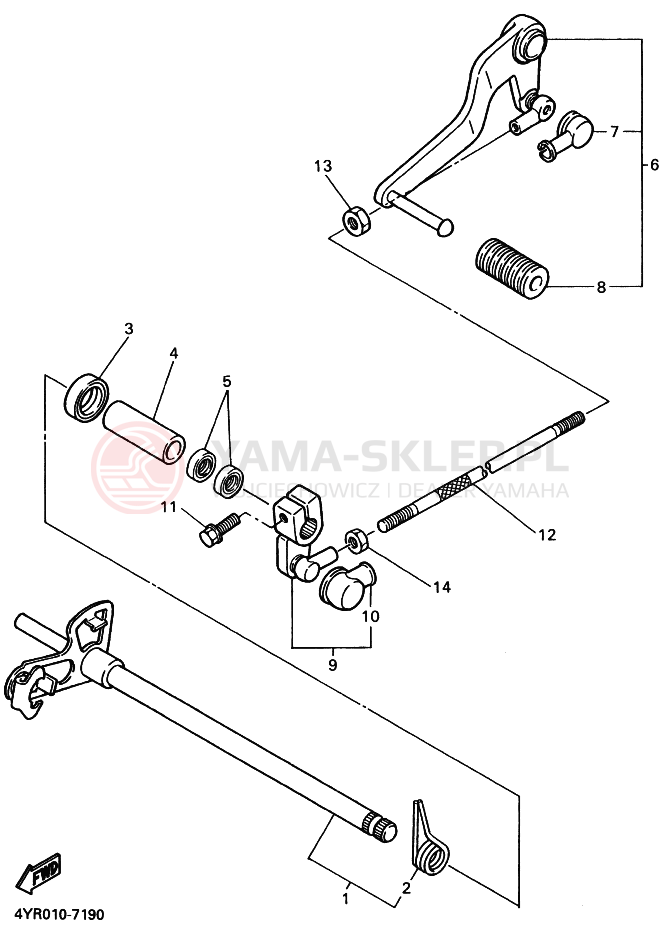 Schemat "Dźwignia zmiany biegów, wałek" do Yamaha FZ400