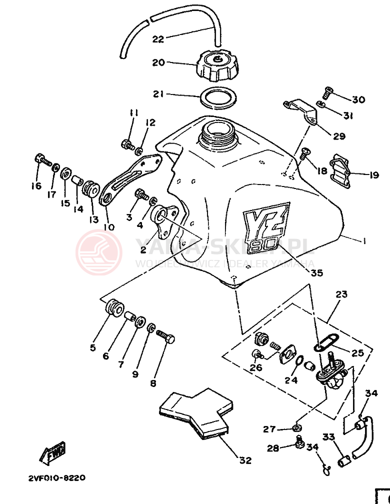 Schemat "zbiornik paliwa" do Yamaha YZ80