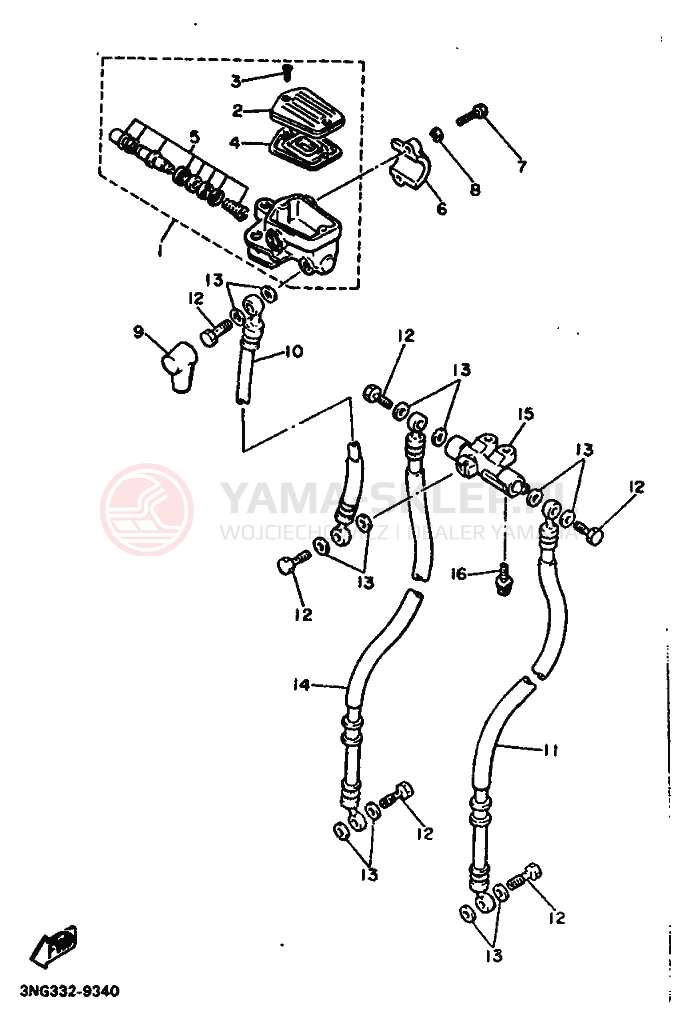 Schemat "CYLINDER MASTER" do Yamaha XJ900