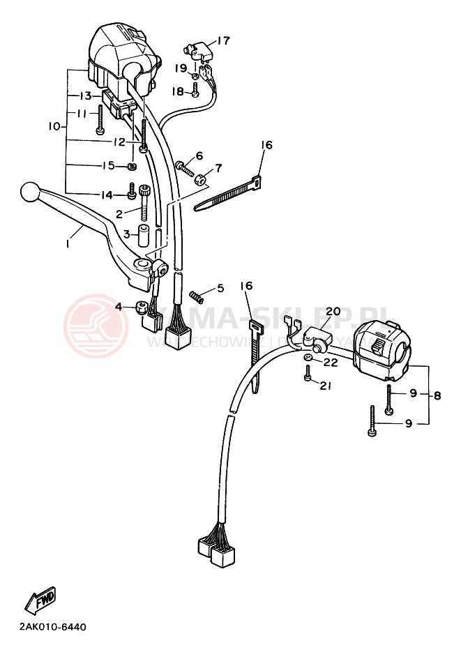 Schemat "Kierownica i osprzęt" do Yamaha FZX750