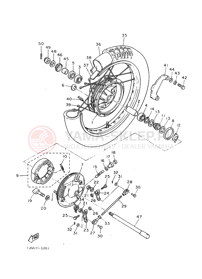 Schemat "Koło przód" do Yamaha SR400 SR400C