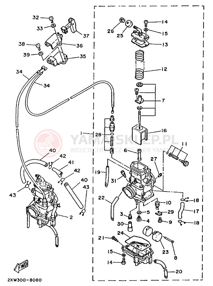 Schemat "Gaźnik" do Yamaha XT350