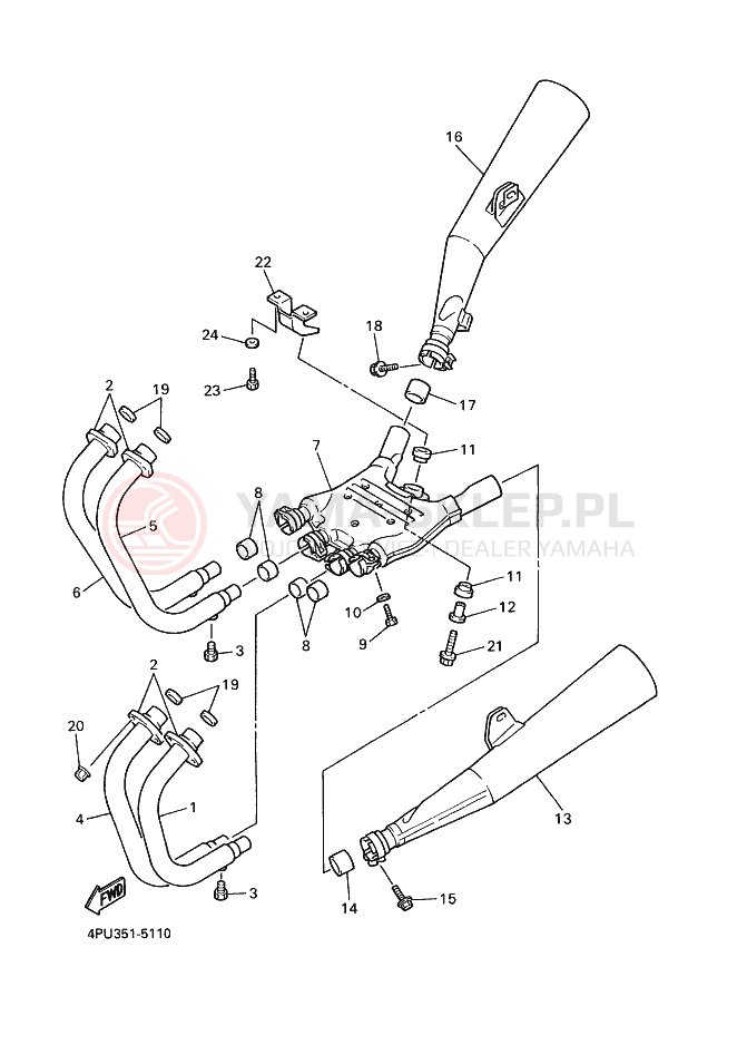Schemat "Wydech końcowy" do Yamaha XJR1200