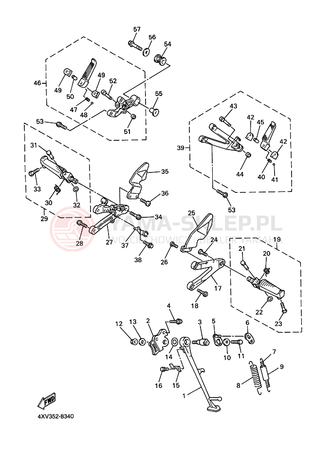 Schemat "Stopka postojowa i podnóżki" do Yamaha YZF-R1 R1