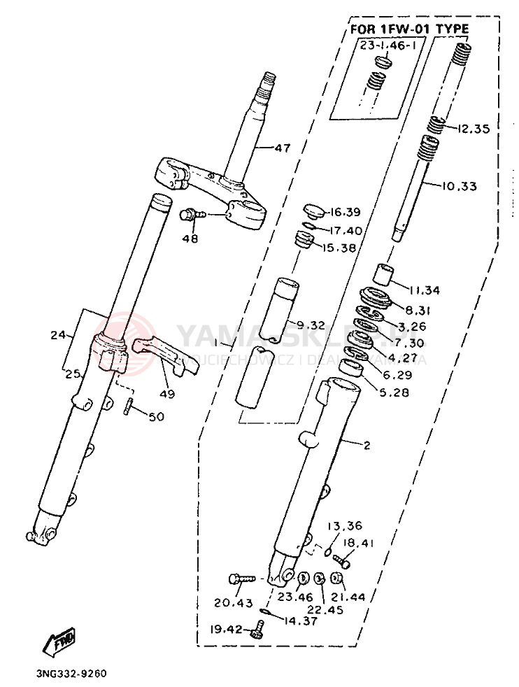 Schemat "Amortyzatory przód" do Yamaha XJ900