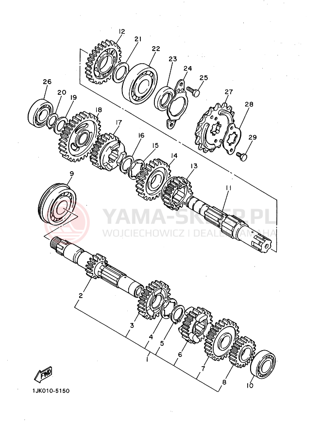 Schemat "Skrzynia biegów " do Yamaha SRX400