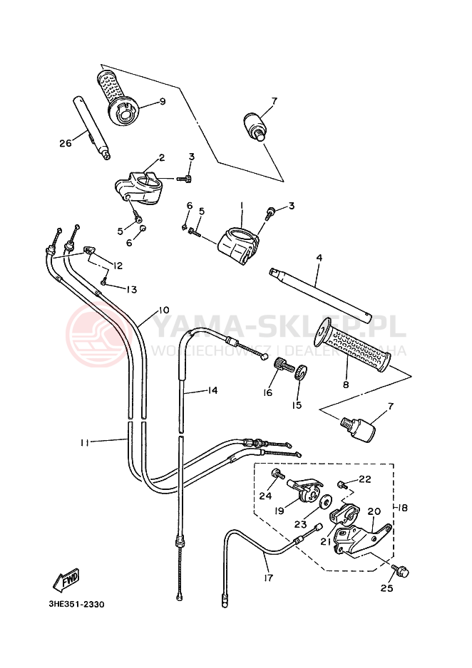 Schemat "Kierownica i osprzęt" do Yamaha FZR600 GENESIS