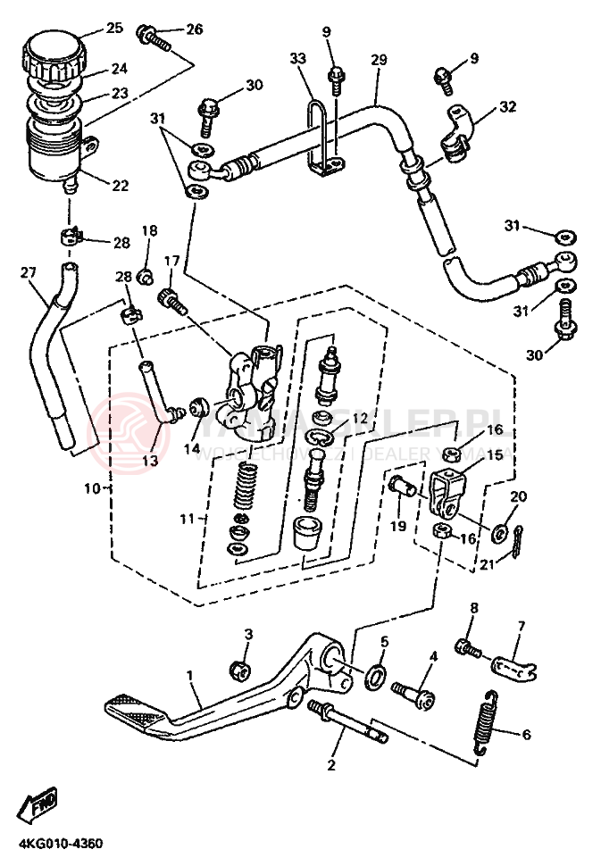 Schemat "Pompa hamulcowa tył" do Yamaha XJR1200