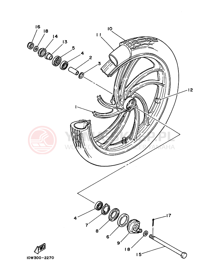 Schemat "Koło przód" do Yamaha RD75LC
