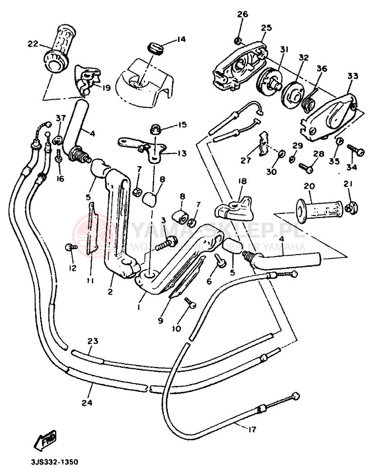 Schemat "Kierownica i osprzęt" do Yamaha XVZ13TD VENTURE ROYAL