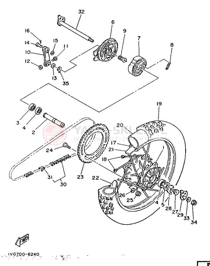 Schemat "Koło tył" do Yamaha IT200S