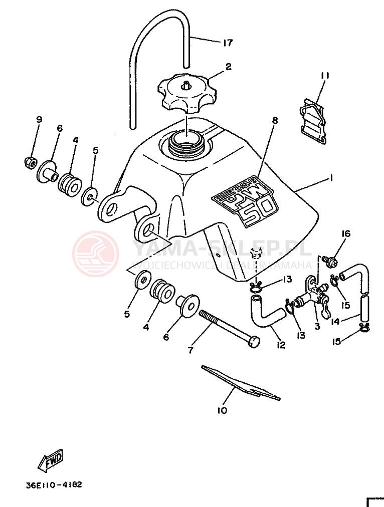 Schemat "zbiornik paliwa" do Yamaha PW50S