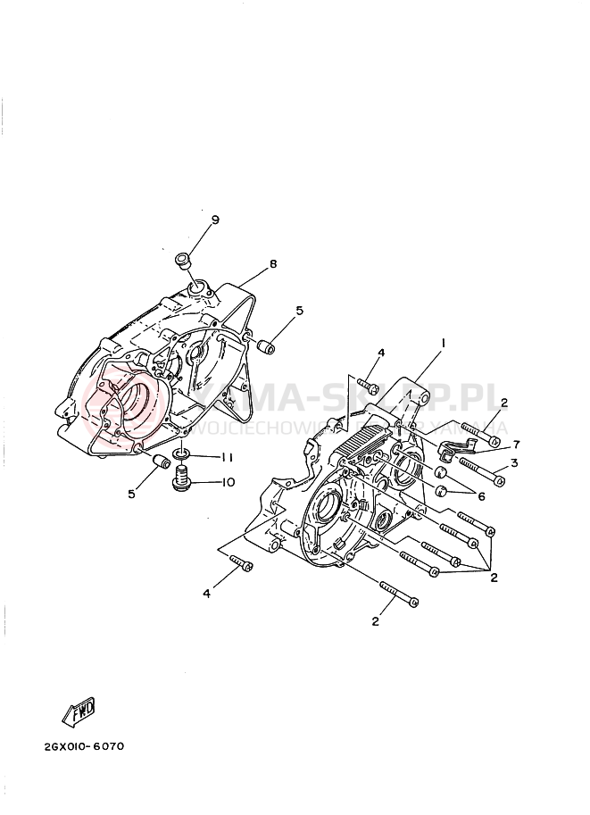 Schemat "Obudowa silnika" do Yamaha YSR80