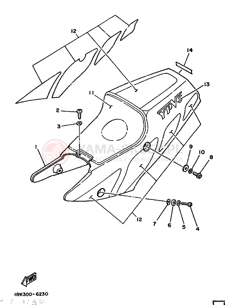 Schemat "siedzenie" do Yamaha TZ250