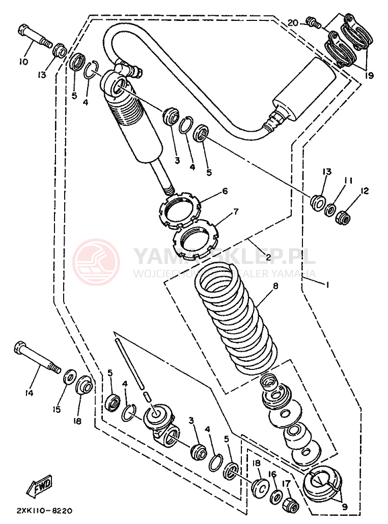Schemat "zawieszenie tył" do Yamaha WARRIOR