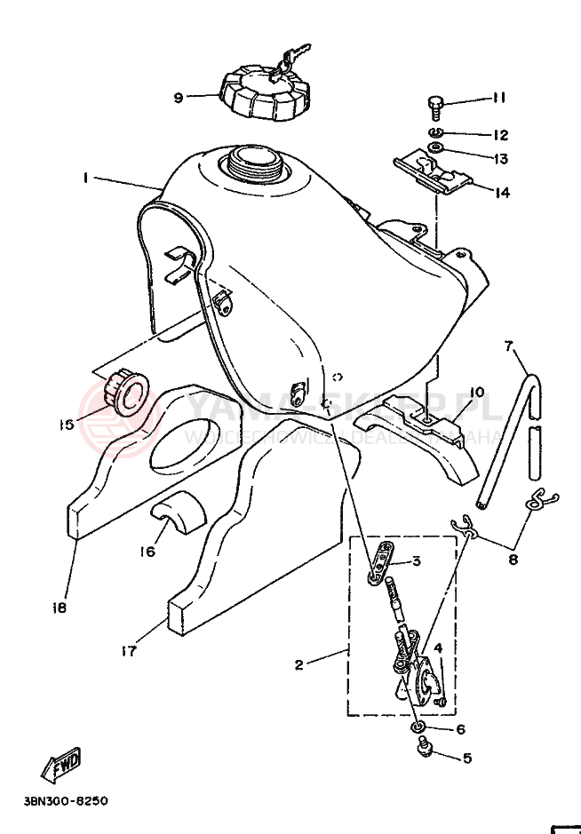 Schemat "zbiornik paliwa" do Yamaha DT125R