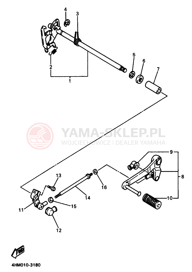 Schemat "Dźwignia zmiany biegów, wałek" do Yamaha XJR400R