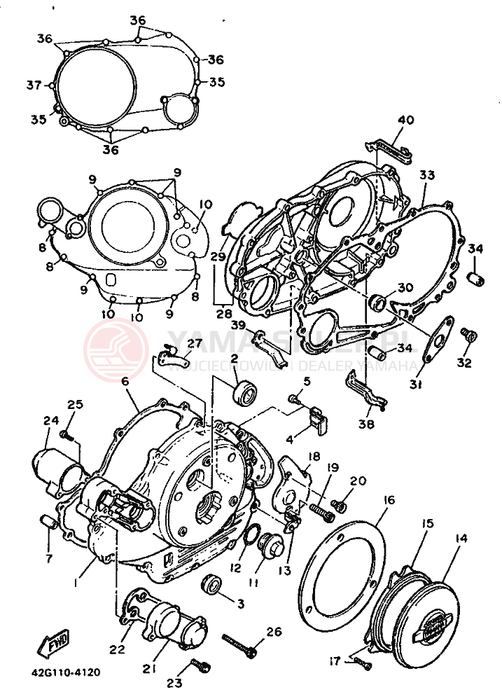 Schemat "Pokrywa silnika" do Yamaha XV1000
