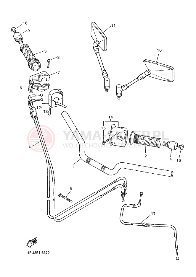 Schemat "Kierownica i osprzęt" do Yamaha XJR1200