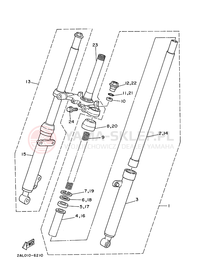 Schemat "Amortyzatory przód" do Yamaha YSR50