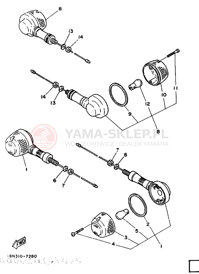 Schemat "kierunkowskazy" do Yamaha YB100