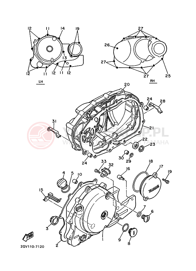 Schemat "Pokrywa silnika" do Yamaha XV400 VIRAGO