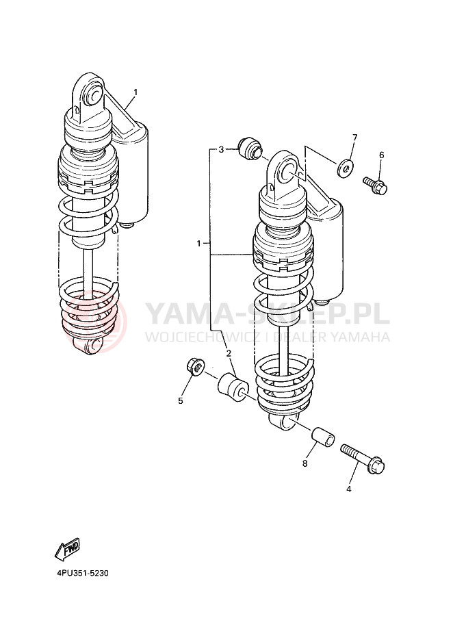 Schemat "wahacz, zawieszenie tył" do Yamaha XJR1200