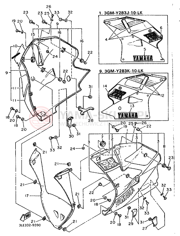 Schemat "POKRYWA SILNIKA 2" do Yamaha FZR1000