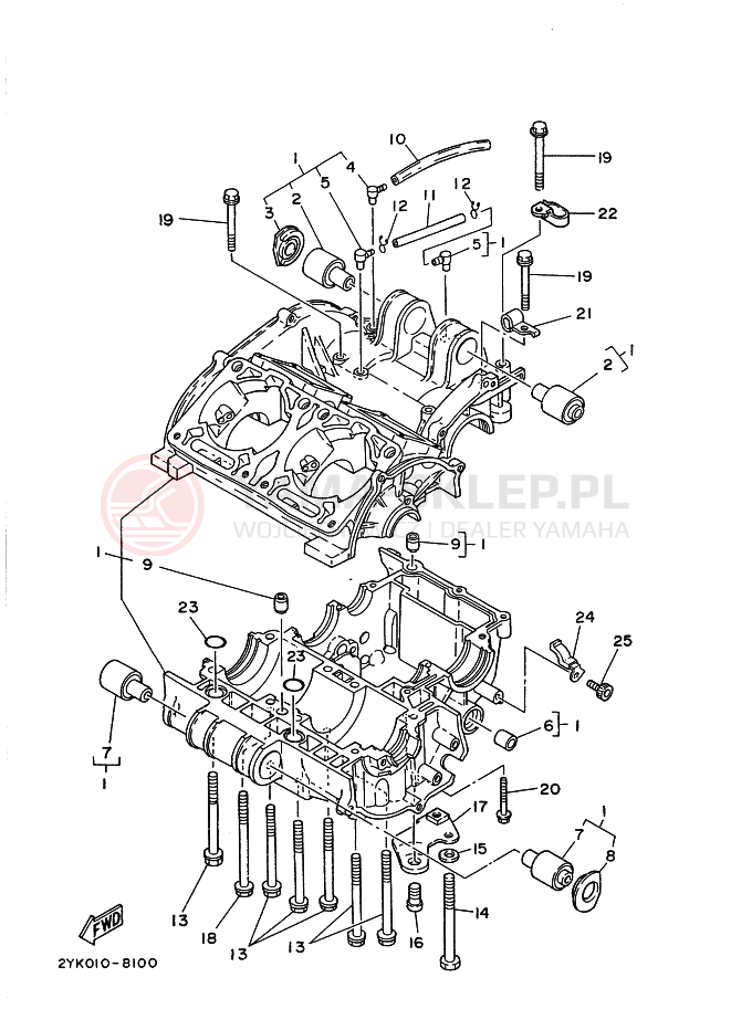 Schemat "Obudowa silnika" do Yamaha TDR250