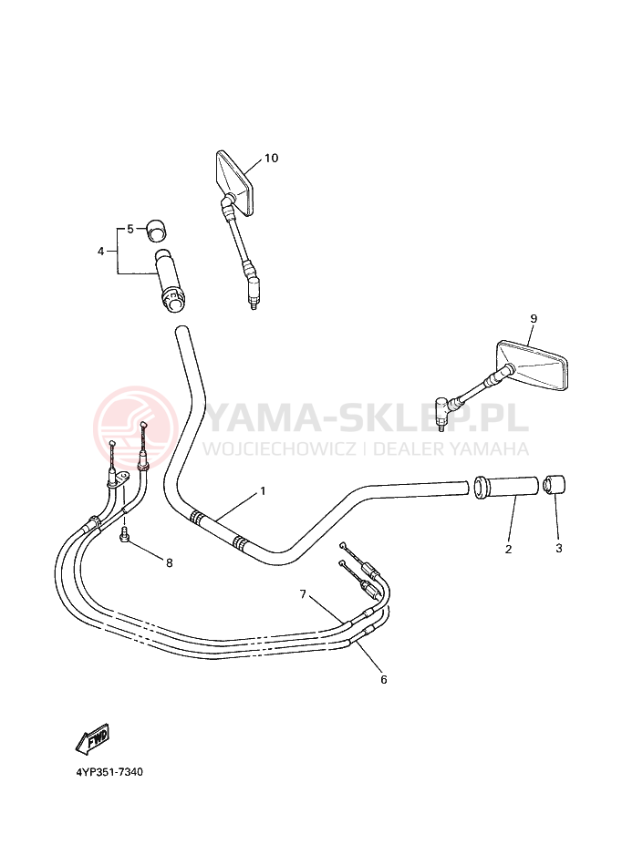 Schemat "Kierownica i osprzęt" do Yamaha XVZ1300A ROYALSTAR
