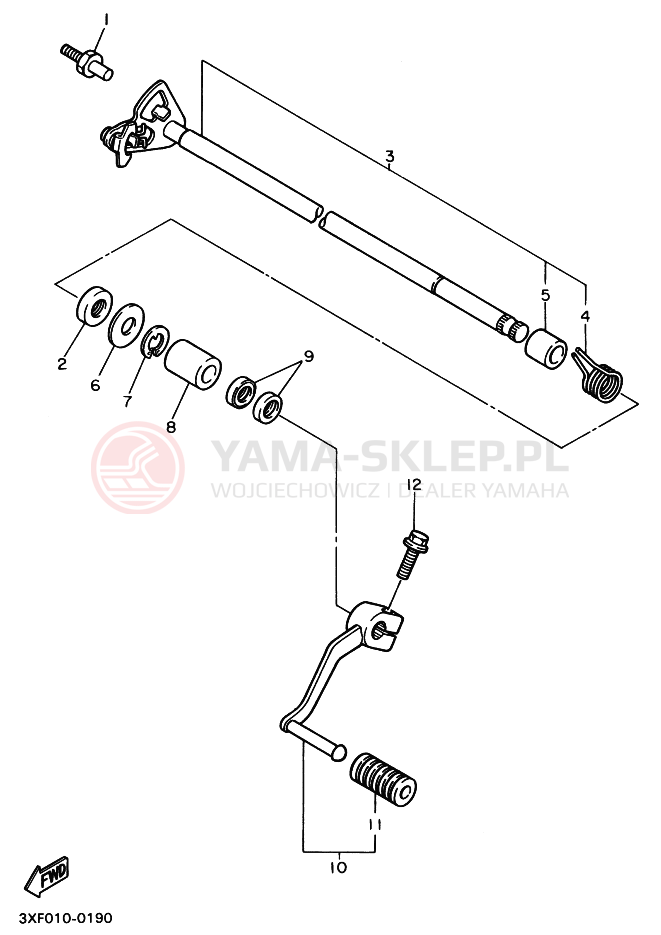 Schemat "Dźwignia zmiany biegów, wałek" do Yamaha FZX750