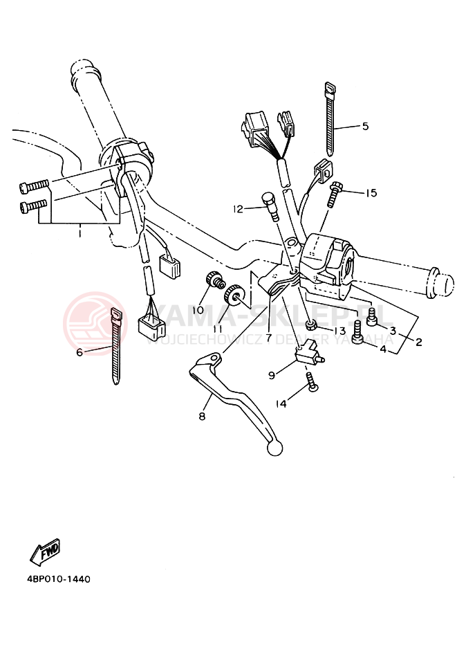 Schemat "Kierownica i osprzęt" do Yamaha XJ600S DIVERSION