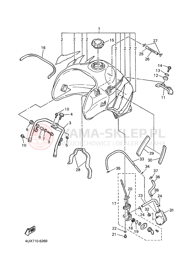 Schemat "zbiornik paliwa" do Yamaha XTZ660 TENERE