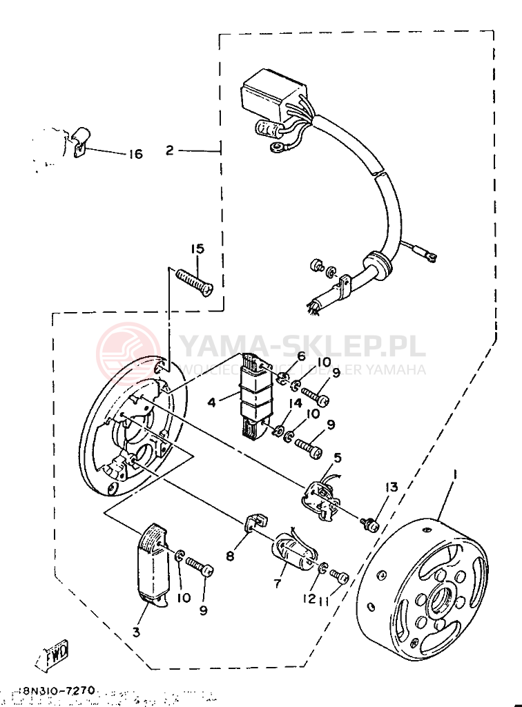 Schemat "prądnica" do Yamaha YB100