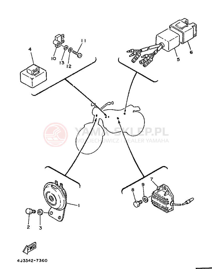 Schemat "układ elektryczny" do Yamaha DT125-MX