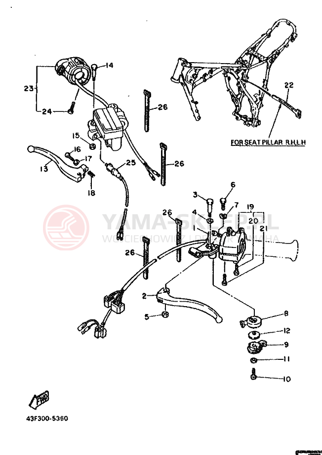 Schemat "Kierownica i osprzęt" do Yamaha XT600