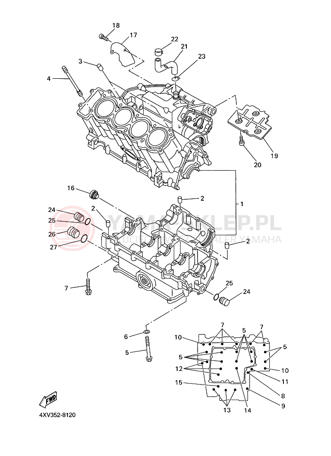 Schemat "Pokrywa silnika" do Yamaha YZF-R1 R1