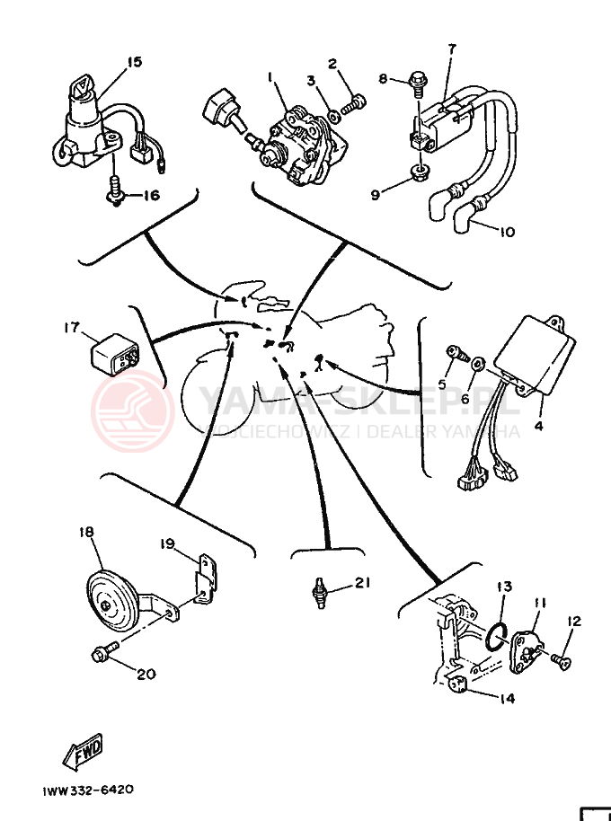Schemat "układ elektryczny" do Yamaha RZ350S