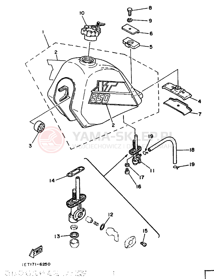 Schemat "zbiornik paliwa" do Yamaha XT350
