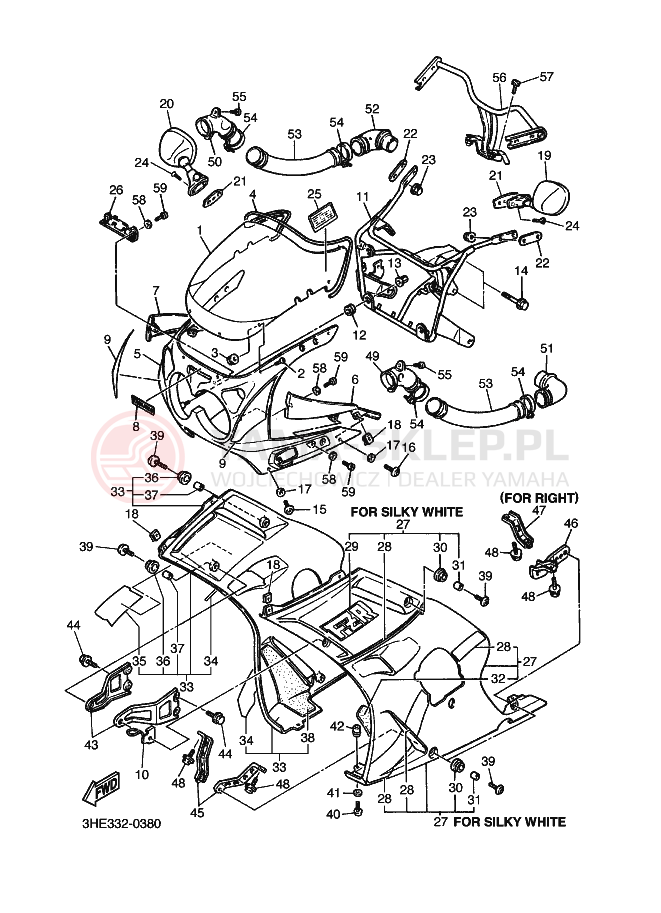 Schemat "elementy nadwozia" do Yamaha FZR600 GENESIS