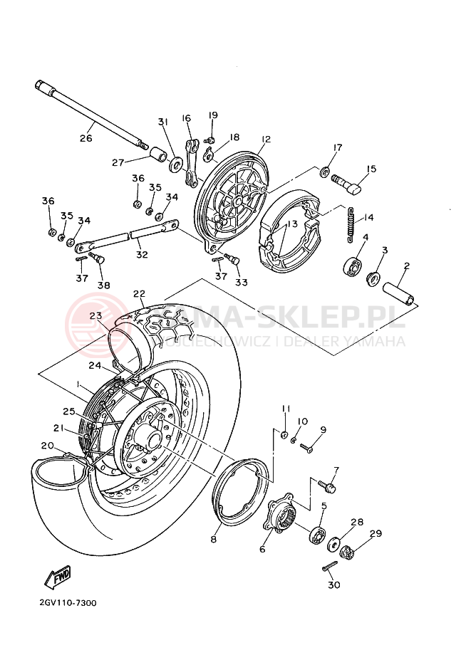 Schemat "Koło tył" do Yamaha XV535S VIRAGO