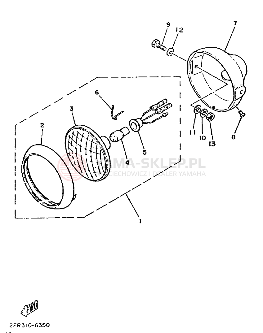 Schemat "Lampa przód" do Yamaha RD50M