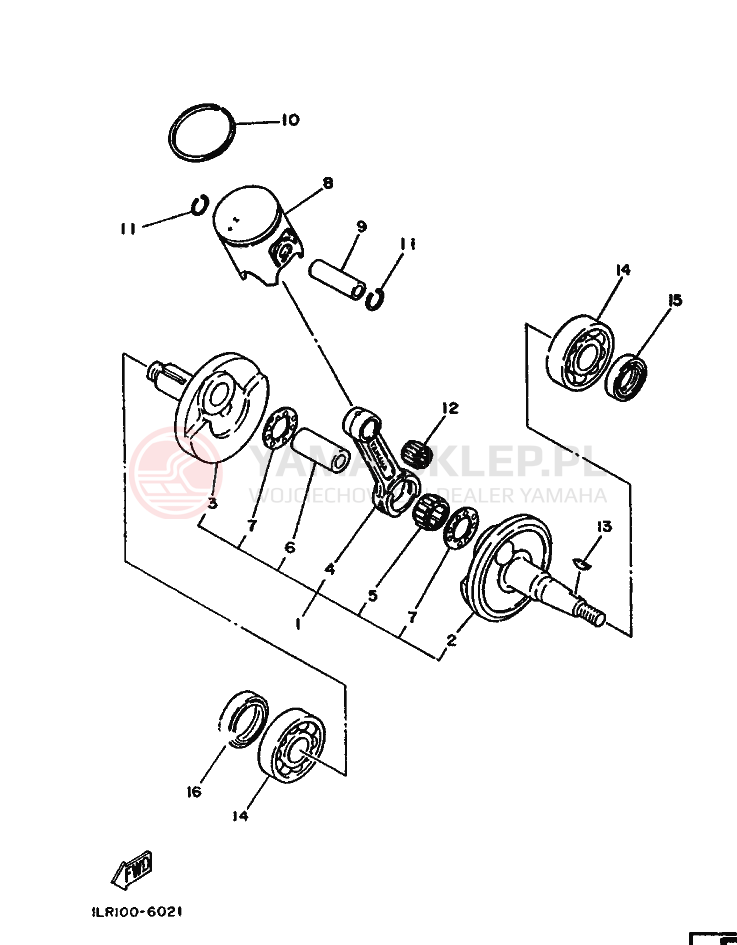 Schemat "Wał korbowy, tłok" do Yamaha YZ80T
