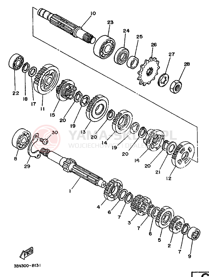 Schemat "Skrzynia biegów " do Yamaha DT200R